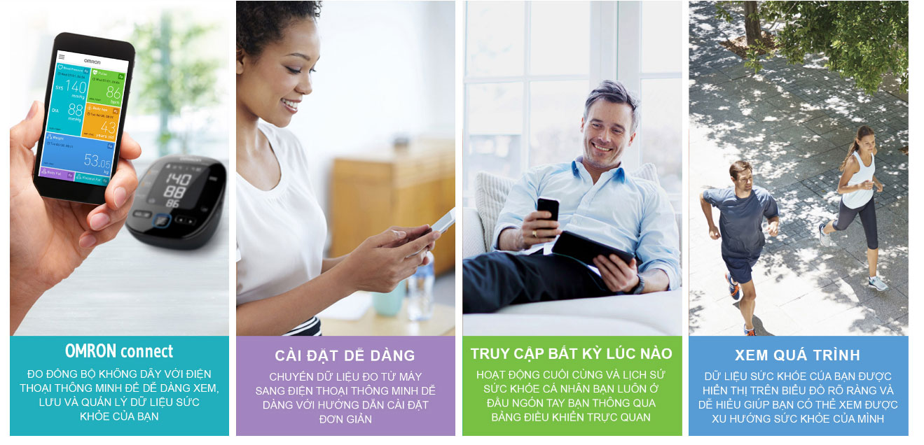 Máy đo huyết áp bắp tay Omron kết nối Bluetooth Máy đo huyết áp tự động Omron