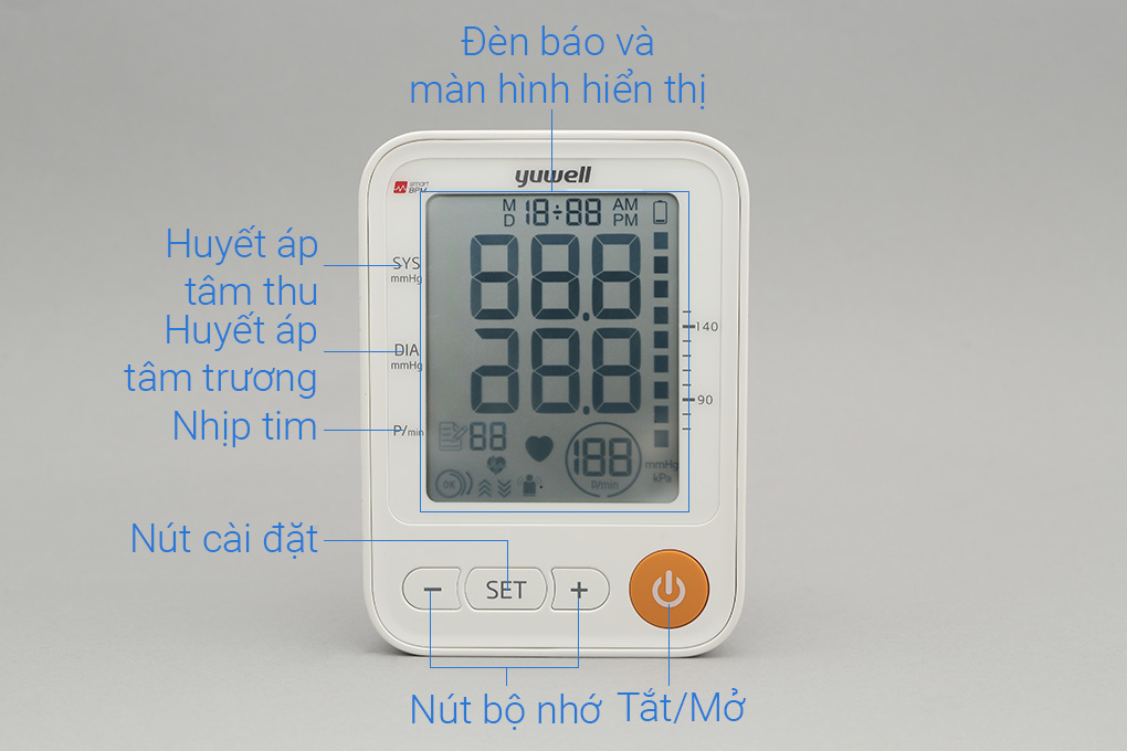 Máy đo huyết áp bắp tay điện tử Yuwell YE650A - Chỉ số đo Máy đo huyết áp bắp tay điện tử Yuwell YE650A - Chỉ số đo