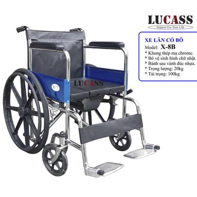 XE LĂN TAY CÓ BÔ VỆ SINH LUCASS X-8B