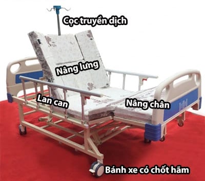 Giường y tế đa chức năng có cọc truyền dịch Giường y tế đa chức năng
